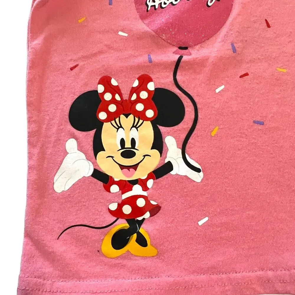 Disney 100‎ Toddler Pink Ruffle Tank Top Minnie Mouse 3T Celebrate Balloon